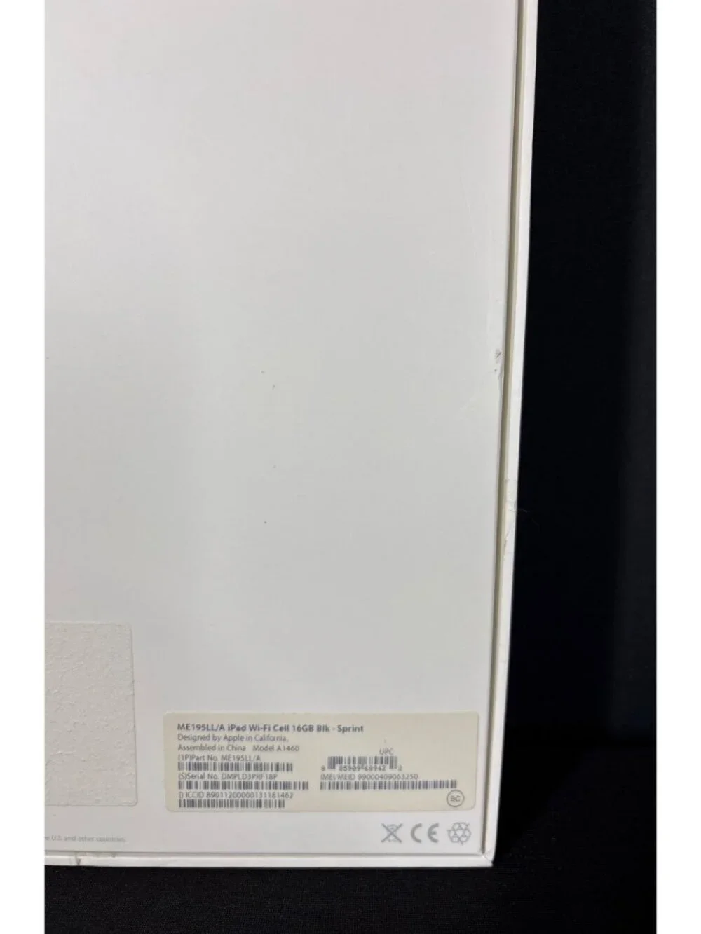 Apple iPad Wi-Fi + Cellular 3G 16GB Model A1460 ME195LL/A EMPTY BOX ONLY